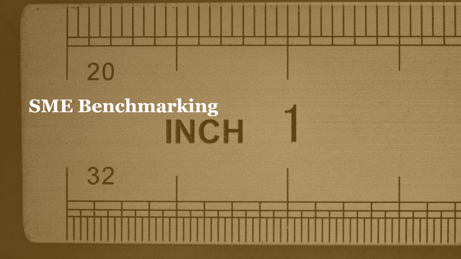 Ruler measuring a business performance chart, representing SME benchmarking against industry peers